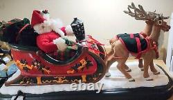 Trim a Home Holiday Creations Animated Reindeer & Santa On Sleigh Musical With Box