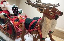 Trim a Home Holiday Creations Animated Reindeer & Santa On Sleigh Musical With Box