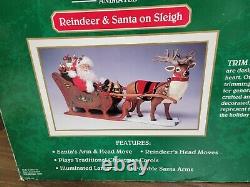 Trim a Home Holiday Creations Animated Reindeer & Santa On Sleigh withOriginal Box