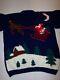 Unisex Hand Knit Wool Christmas Sweater Santa Sleigh Reindeer Sz Xxxl 60 Chest
