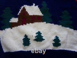 UNISEX Hand Knit Wool CHRISTMAS SWEATER Santa Sleigh Reindeer Sz XXXL 60 Chest
