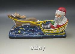 VAILLANCOURT FOLK ART 10th ANNIVERSARY SANTA IN SLEIGH WITH REINDEER LE SIGNED