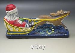 VAILLANCOURT FOLK ART 10th ANNIVERSARY SANTA IN SLEIGH WITH REINDEER LE SIGNED