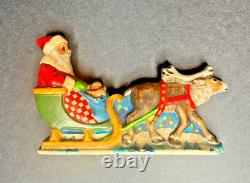 VAILLANCOURT FOLK ART 1989 Santa in Sleigh with Reindeer VERY RARE 3.5