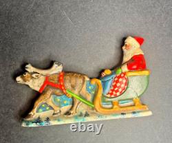 VAILLANCOURT FOLK ART 1989 Santa in Sleigh with Reindeer VERY RARE 3.5