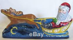 VAILLANCOURT FOLK ART #810 1994 Santa in Sleigh pulled by Reindeer 10th Ann. ED