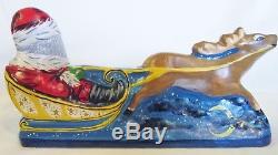 VAILLANCOURT FOLK ART #810 1994 Santa in Sleigh pulled by Reindeer 10th Ann. ED