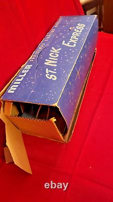 VERY RARE Miller St. Nick Express Lighted Santa Sleigh and Reindeer