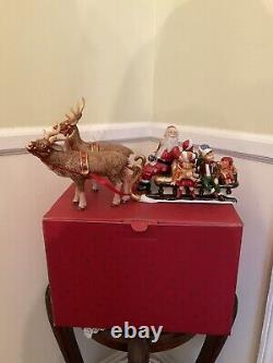VILLEROY & BOCH Christmas Toys Santa On Sleigh with 2 Reindeer Candleholder NEW