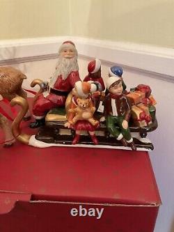 VILLEROY & BOCH Christmas Toys Santa On Sleigh with 2 Reindeer Candleholder NEW