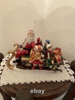 VILLEROY & BOCH Christmas Toys Santa On Sleigh with 2 Reindeer Candleholder NEW