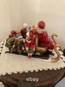 VILLEROY & BOCH Christmas Toys Santa On Sleigh with 2 Reindeer Candleholder NEW