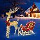 Vingli Lighted Christmas Reindeer And Santa Sleigh Outdoor Decoration Deer Se