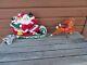 Vintage 1970 Empire Santa Sleigh And 2 Reindeer Tabletop 24 Lighted Blow Mold