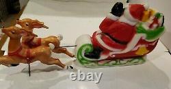 VINTAGE 1970 EMPIRE Santa Sleigh and 2 Reindeer Tabletop 24 Lighted Blow Mold