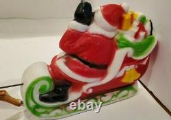 VINTAGE 1970 EMPIRE Santa Sleigh and 2 Reindeer Tabletop 24 Lighted Blow Mold