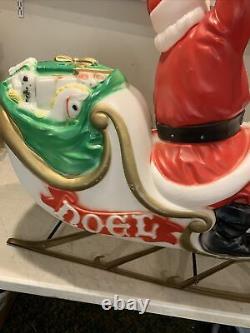 VINTAGE 1970s EMPIRE LARGE SANTA & SLEIGH LIGHTED BLOW MOLD 38 Runners In Tact