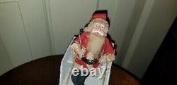 VINTAGE 50S PAPIER PAPER-MACHE SANTA & SLEIGH With REINDEER CANDY CONTAINER mica