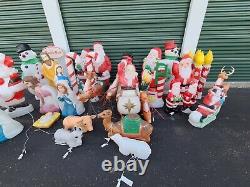 VINTAGE BLOW MOLDS LARGE LOT of 38 EMPIRE SANTA SLEIGH! REINDEER! NO SHIPPING