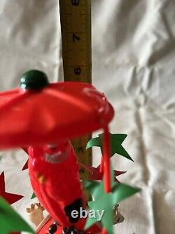 VINTAGE CHRISTMAS CELLULOID WIND-UP TOY SANTA IN SLEIGH WithNODDING REINDEER withBOX