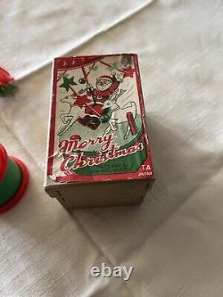 VINTAGE CHRISTMAS CELLULOID WIND-UP TOY SANTA IN SLEIGH WithNODDING REINDEER withBOX