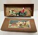 Vintage Ck Japan Tin Celluloid Santa Reindeer Sleigh With Bell Children's Toy