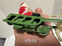 VINTAGE CK Japan Tin CELLULOID SANTA REINDEER SLEIGH WITH BELL CHILDREN'S TOY