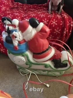 VINTAGE EMPIRE BLOW MOLDS SANTAS SLEIGH And 2- REINDEER All Withworking Lights
