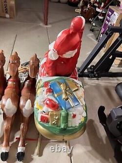 VINTAGE Giant santa in sleigh & 3 reindeer's blowmold