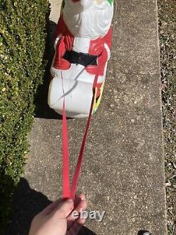 VINTAGE Grand Venture Santa Claus Sleigh Reindeer Christmas Blow Mold St Nick
