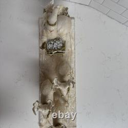 VINTAGE Hugh's Spun Cotton Santa With Sleigh And 3 Reindeer 1960's 18x6