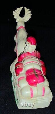 VINTAGE JAPANESE CELLULOID CHRISTMAS FIGURE SANTA IN SLEIGH WithREINDEER