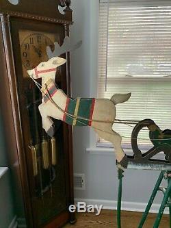 VINTAGE KINETIC SANTA IN SLEIGH withREIN DEER Large 5ft 4 Inches Tall! (RARE!)