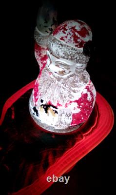 VINTAGE LARGE POLORON CHRISTMAS SANTA SLEIGH & REINDEER BLOW MOLD SET WithSTANDS