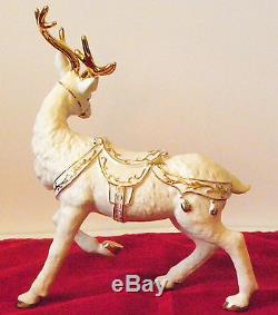 Vintage Member's Mark Porcelain Santa Sleigh And Reindeer Hard To Find