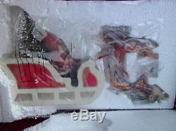 VINTAGE REPRODUCTION ANTIQUE GERMAN COMPOSITION SANTA SLEIGH with two REINDEER