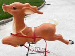 VINTAGE Reindeer Blow Mold EMPIRE CHRISTMAS 35''-36 For Santa's Sleigh with Stand