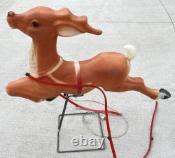 VINTAGE Reindeer Blow Mold EMPIRE CHRISTMAS 35''-36 For Santa's Sleigh with Stand