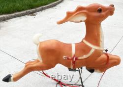 VINTAGE Reindeer Blow Mold EMPIRE CHRISTMAS 35''-36 For Santa's Sleigh with Stand