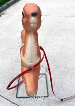 VINTAGE Reindeer Blow Mold EMPIRE CHRISTMAS 35''-36 For Santa's Sleigh with Stand