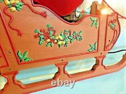 VINTAGE SANTA REINDEER SLEIGH MUSICAL ANIMATED ILLUMINATED 90s LARGE DISPLAY