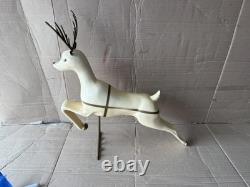 VINTAGE UNION CHRISTMAS REINDEER LIGHT UP HARD BLOW MOLDS RARE SANTA Sleigh D