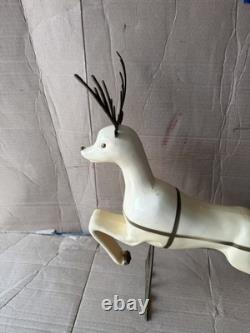 VINTAGE UNION CHRISTMAS REINDEER LIGHT UP HARD BLOW MOLDS RARE SANTA Sleigh D