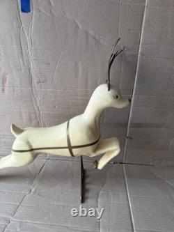 VINTAGE UNION CHRISTMAS REINDEER LIGHT UP HARD BLOW MOLDS RARE SANTA Sleigh D