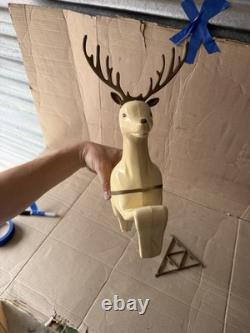 VINTAGE UNION CHRISTMAS REINDEER LIGHT UP HARD BLOW MOLDS RARE SANTA Sleigh D