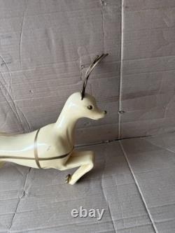 VINTAGE UNION CHRISTMAS REINDEER LIGHT UP HARD BLOW MOLDS RARE SANTA Sleigh E
