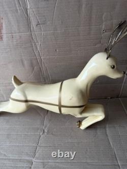 VINTAGE UNION CHRISTMAS REINDEER LIGHT UP HARD BLOW MOLDS RARE SANTA Sleigh E