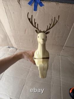 VINTAGE UNION CHRISTMAS REINDEER LIGHT UP HARD BLOW MOLDS RARE SANTA Sleigh E