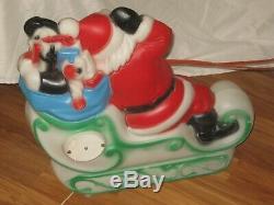 VINTAGE small Empire reindeer & santa's sleigh blow mold