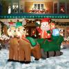 Vivohome 6.9ft Long Christmas Inflatable Led Lighted Santa On Gray Sleigh With R
